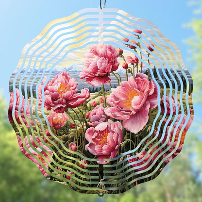Embroidered peonies wind spinner PNG sublimation design preview