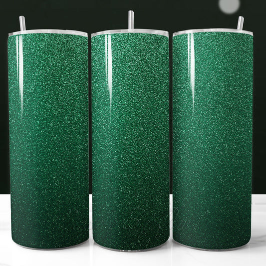Emerald green ombre glitter tumbler wrap, perfect for crafting, DIY projects, and commercial use