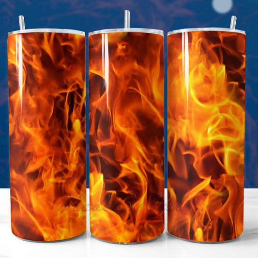 Fire orange tumbler wrap, Sublimation design foe 20 oz tumbler  