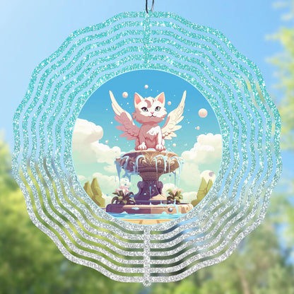 Funny cat with wings wind spinner PNG sublimation design