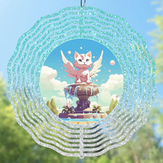 Funny cat with wings wind spinner PNG sublimation design