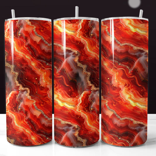 20 oz gold red agate geode tumbler wrap. Seamless printable sublimation design.
