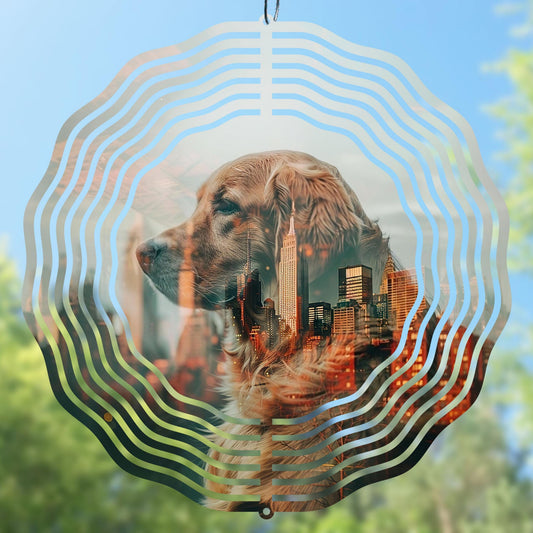 Dog golden retriever wind spinner PNG sublimation design