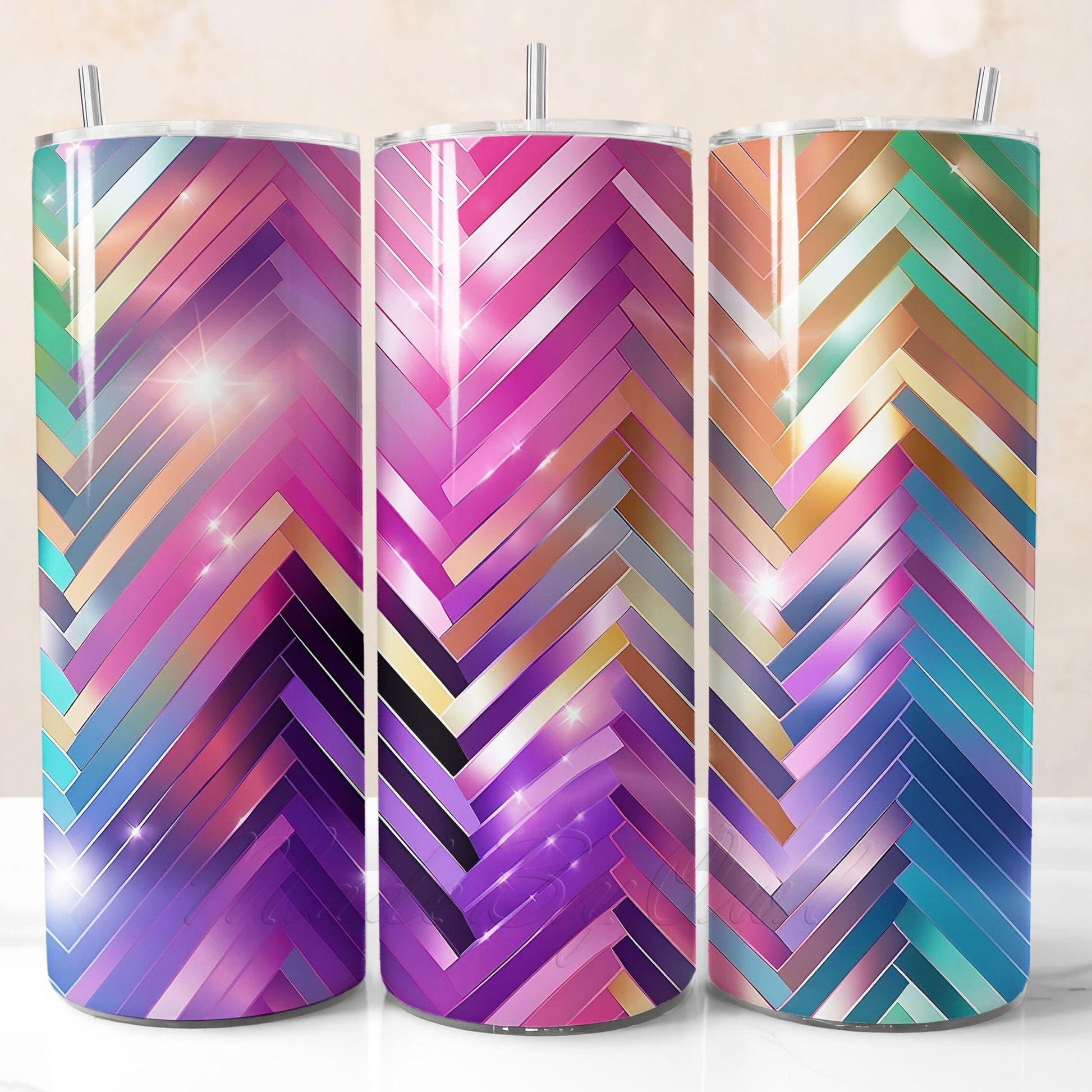 Make your 20oz tumblers stand out with this holographic chevron sublimation wrap PNG, perfect for personal crafts, gifts, and commercial creations that sell fast.