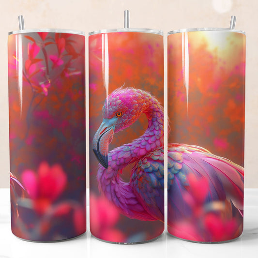 High-quality 20oz hot pink flamingo tumbler wrap PNG for sublimation, designed for makers who want unique, sellable, and personalizable drinkware.