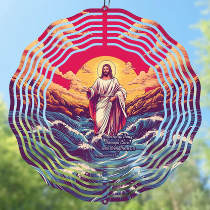 I can do all things through Christ wind spinner design with religious theme, preview