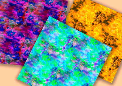 Neon Tie Dye Tileable Patterns, Colorful Backgrounds Digital Download