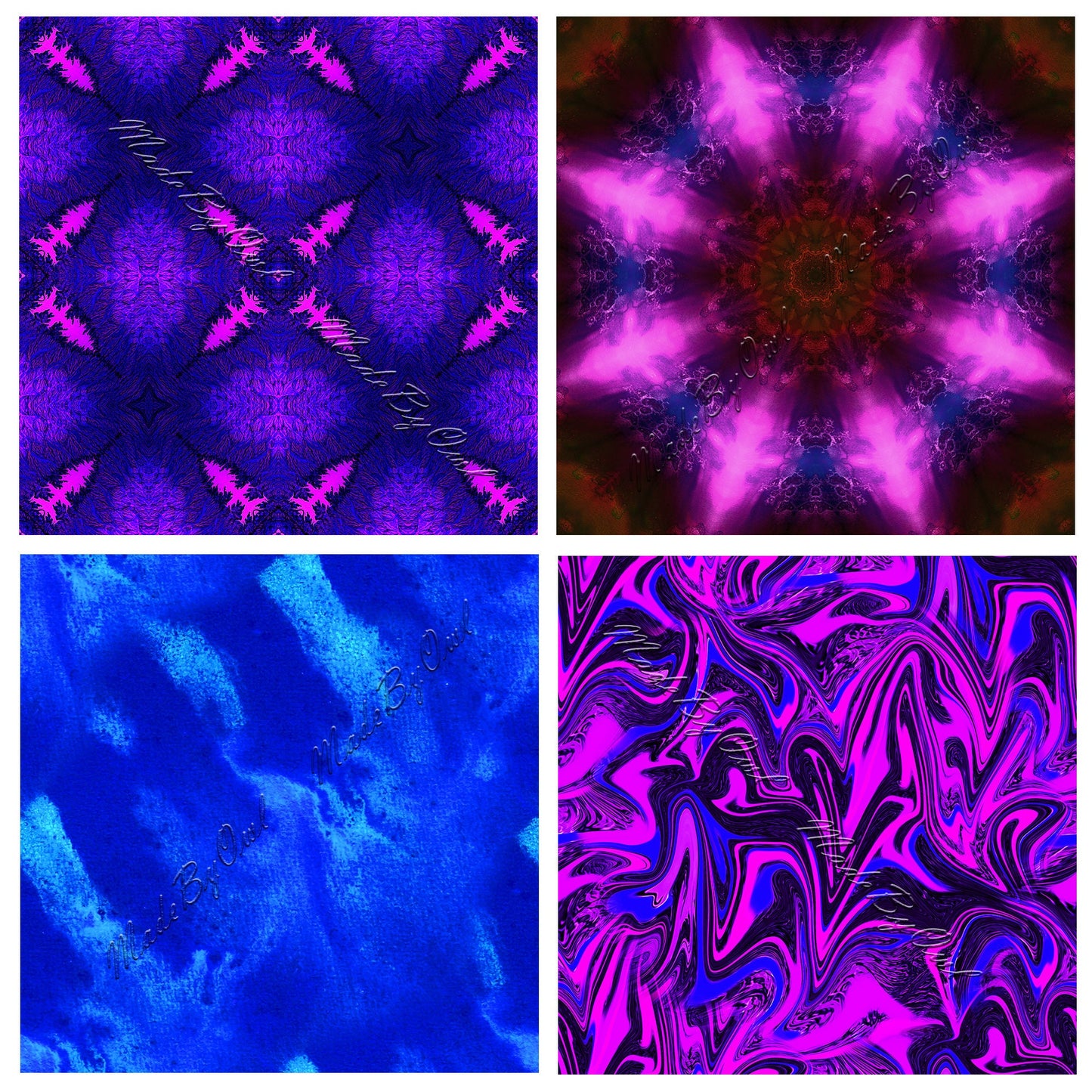 Neon Tileable Patterns, Neon Digital Backgrounds Instant Download