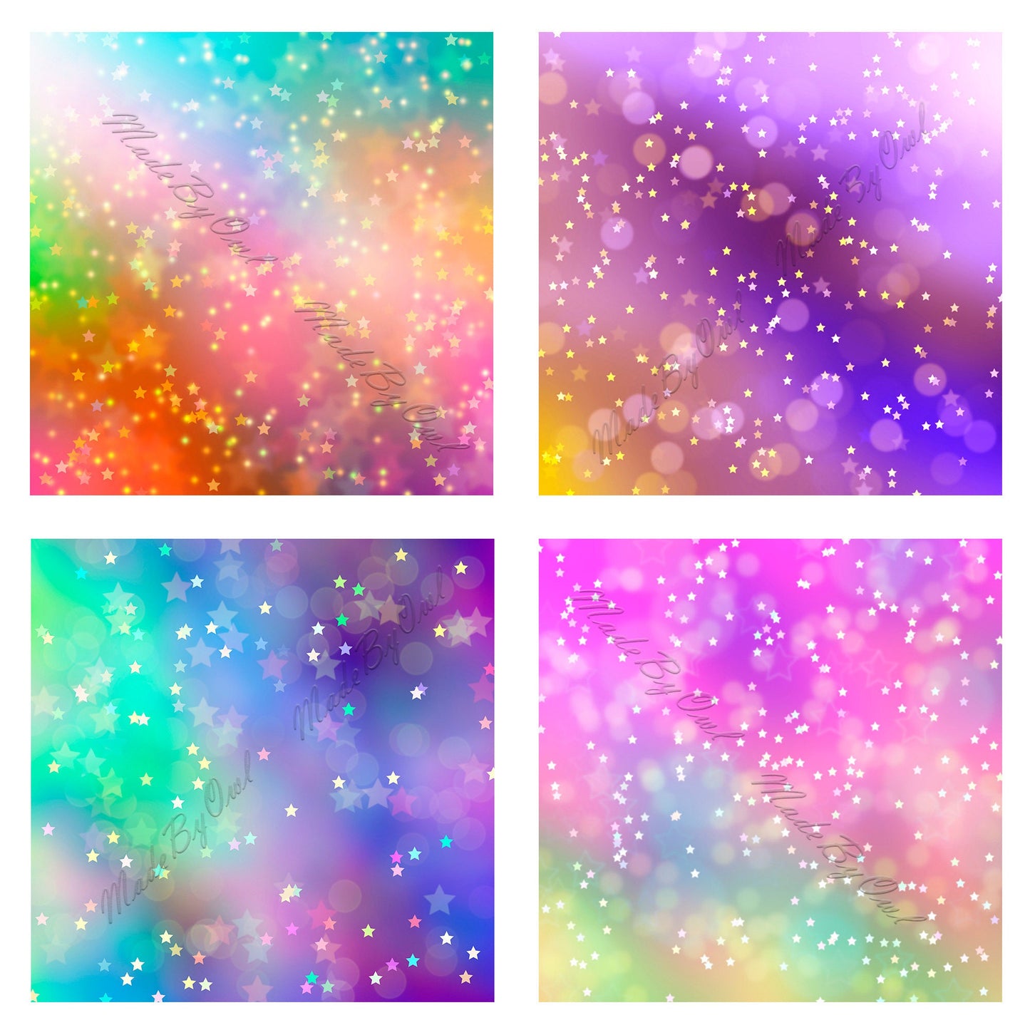 Stars Bokeh Digital Backgrounds, Ombre Backdrops Instant Download