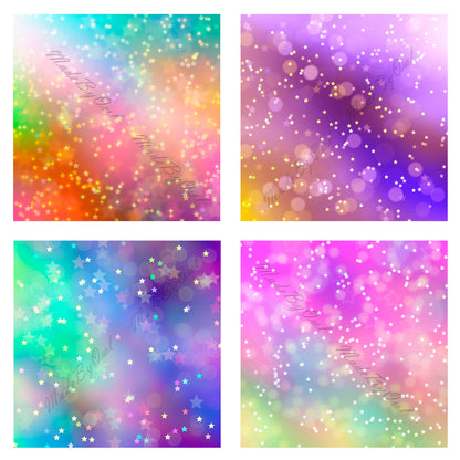 Stars Bokeh Digital Backgrounds, Ombre Backdrops Instant Download