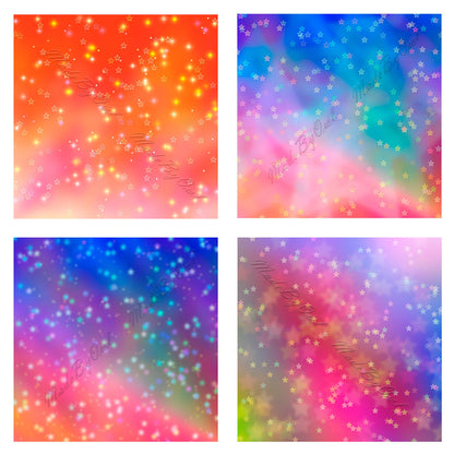 Stars Bokeh Digital Backgrounds, Ombre Backdrops Instant Download