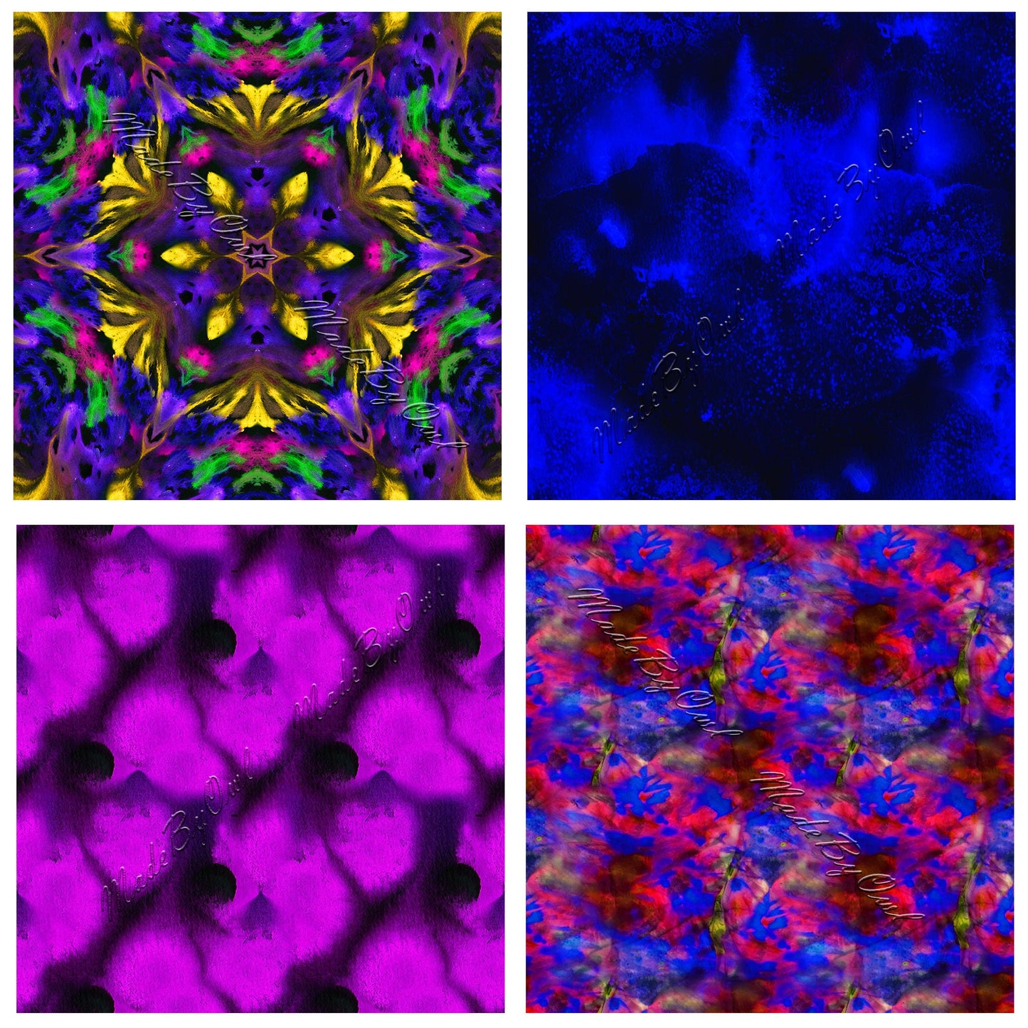 Neon Tileable Patterns, Neon Digital Backgrounds Instant Download