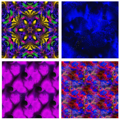 Neon Tileable Patterns, Neon Digital Backgrounds Instant Download