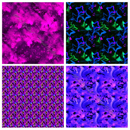 Neon Tileable Patterns, Neon Digital Backgrounds Instant Download