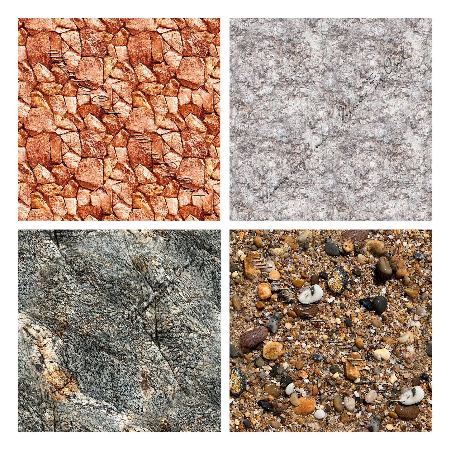 Stones and Pebbles Seamless Textures, Digital Backgrounds
