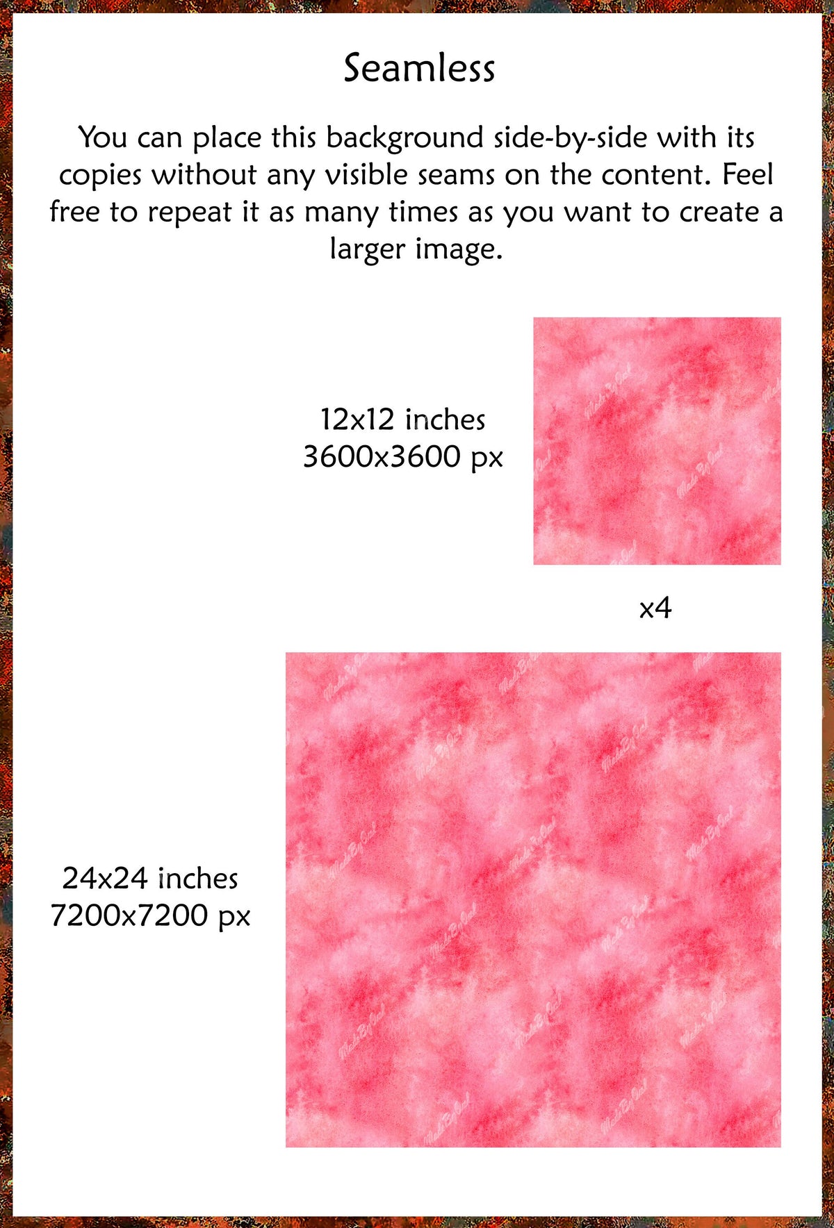 Coral Red Watercolor Background, Seamless Digital Download