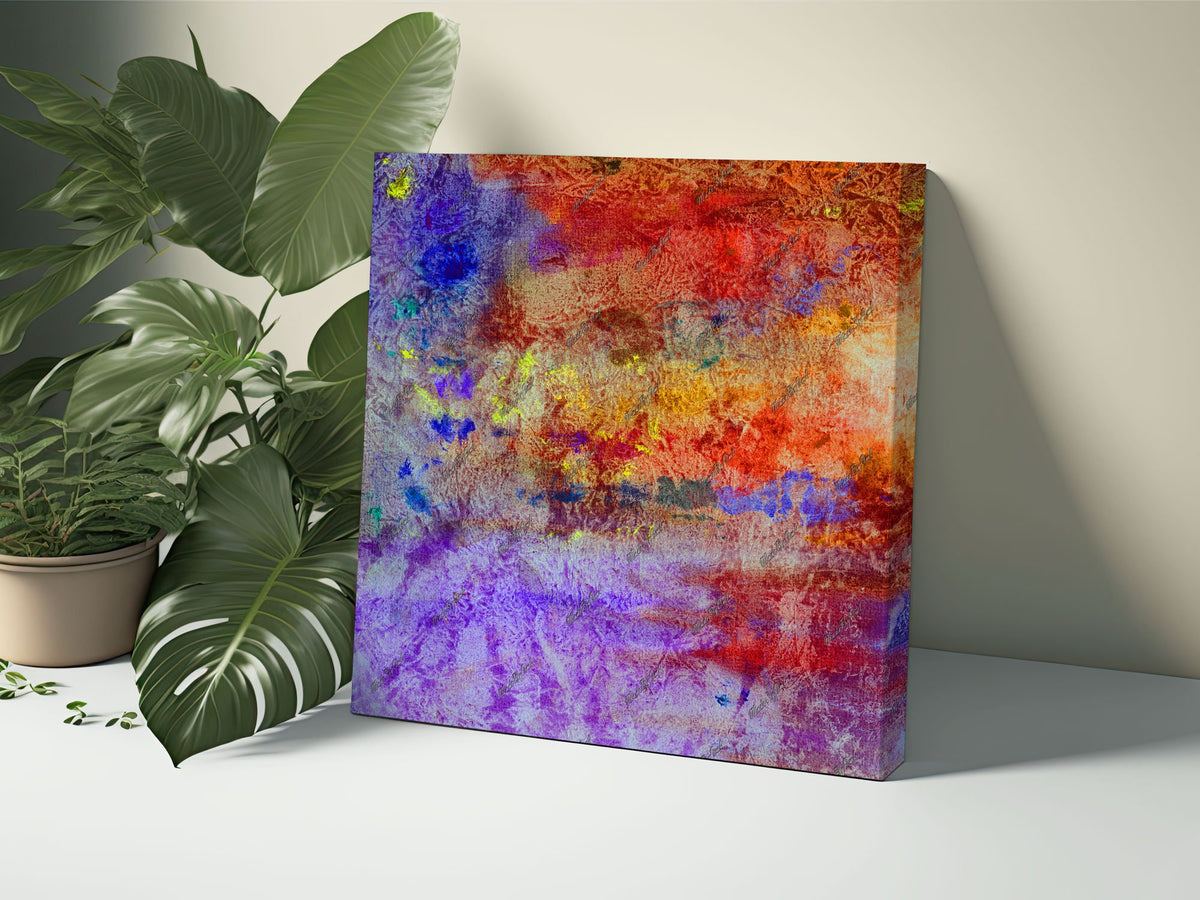 Purple and Orange Grunge Background, Vibrant Distressed Texture