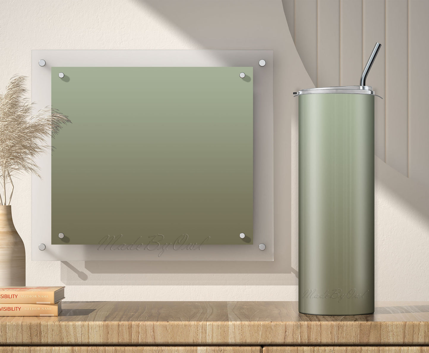 3 Sage Green Ombre 20oz tumbler sublimation designs