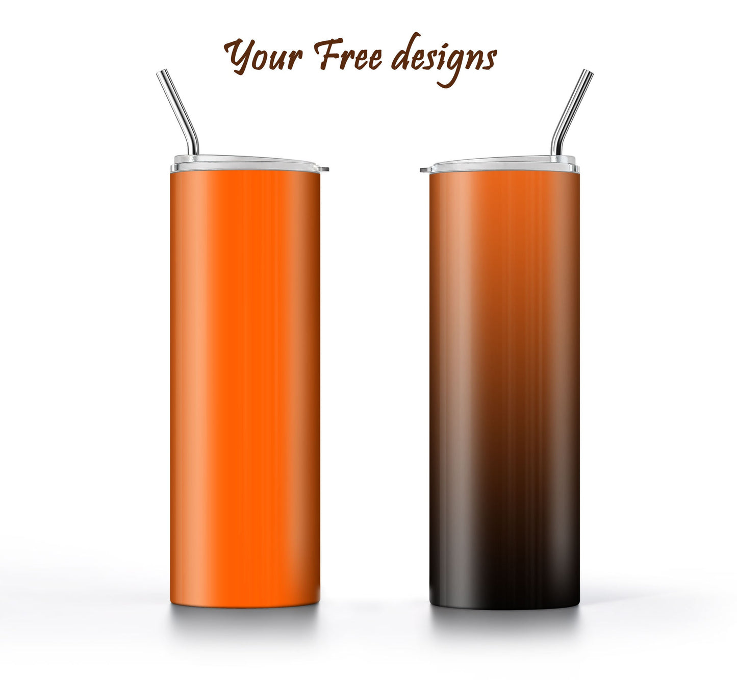 Orange to Black Tumbler Sublimation Designs – 20oz, 3 PNG Wraps Mini Bundle