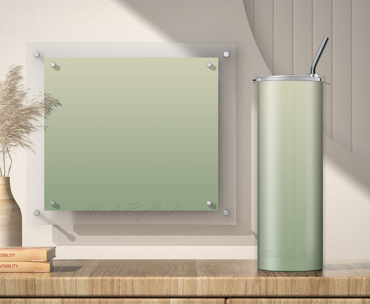 3 Sage Green Ombre 20oz tumbler sublimation designs