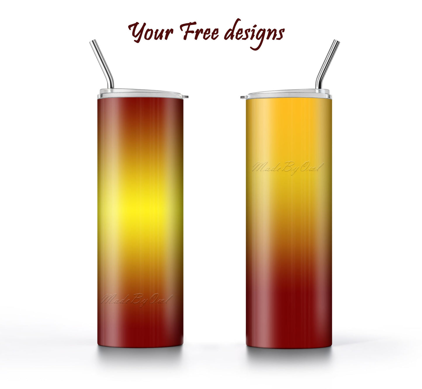 3 Maroon to Yellow 20oz tumbler sublimation designs