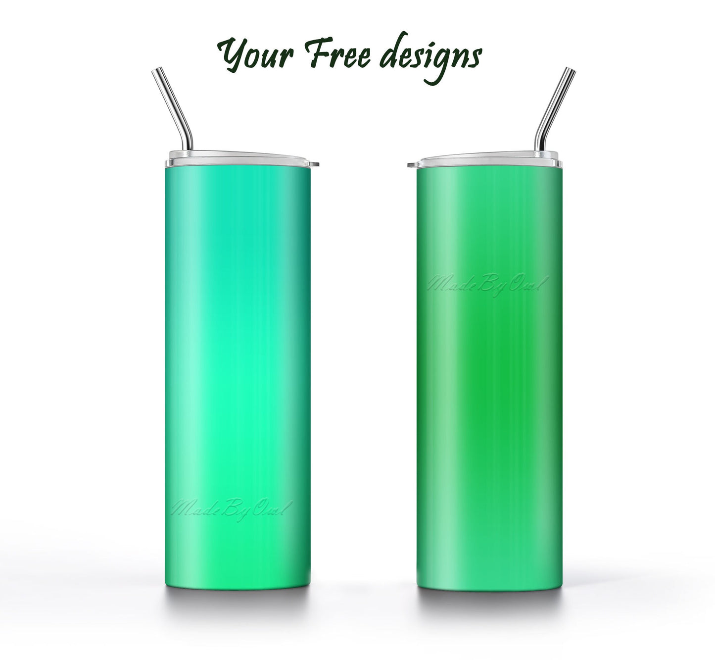 3 Vibrant Green 20oz tumbler sublimation designs