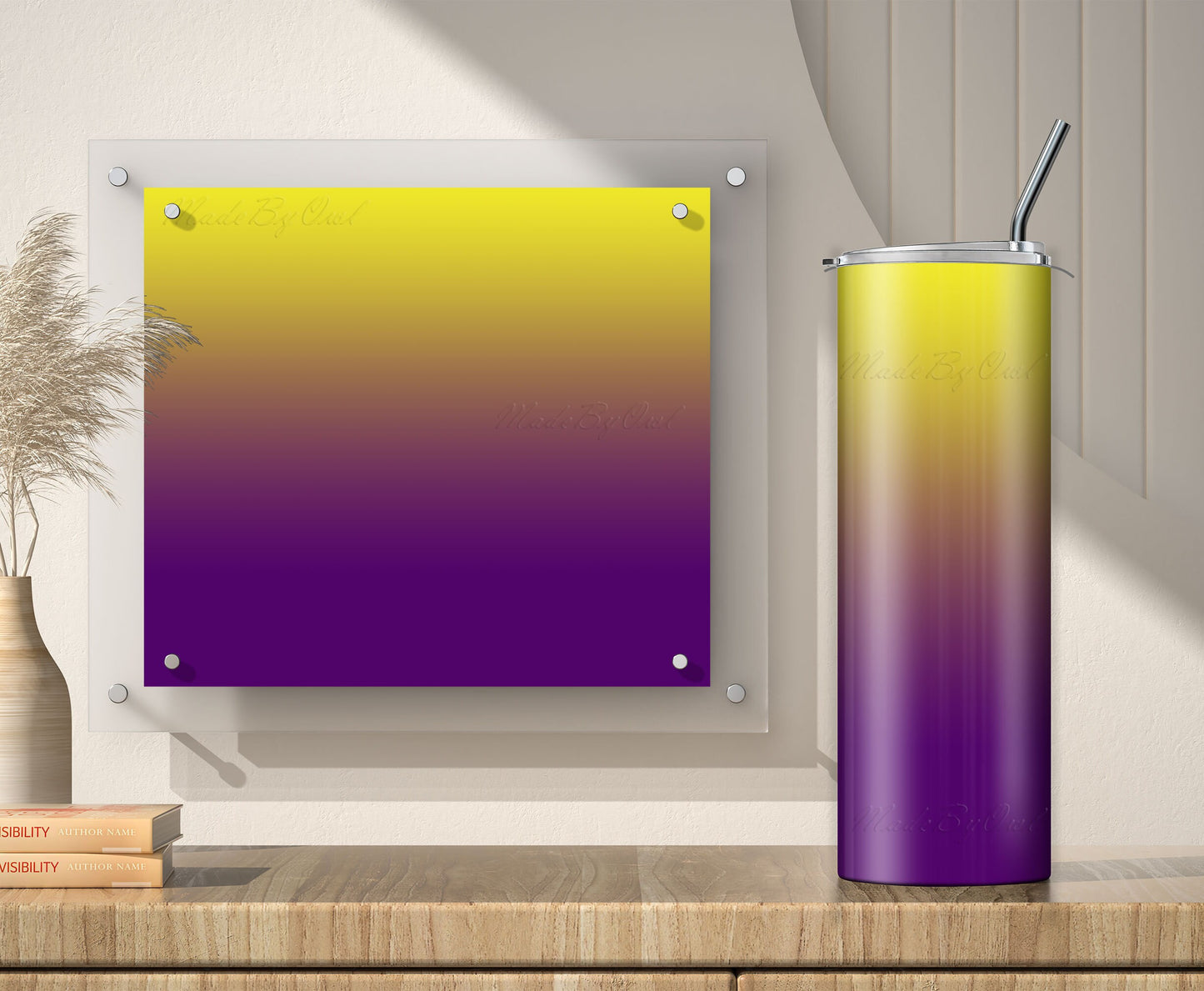 3 Yellow to Purple 20oz tumbler sublimation designs