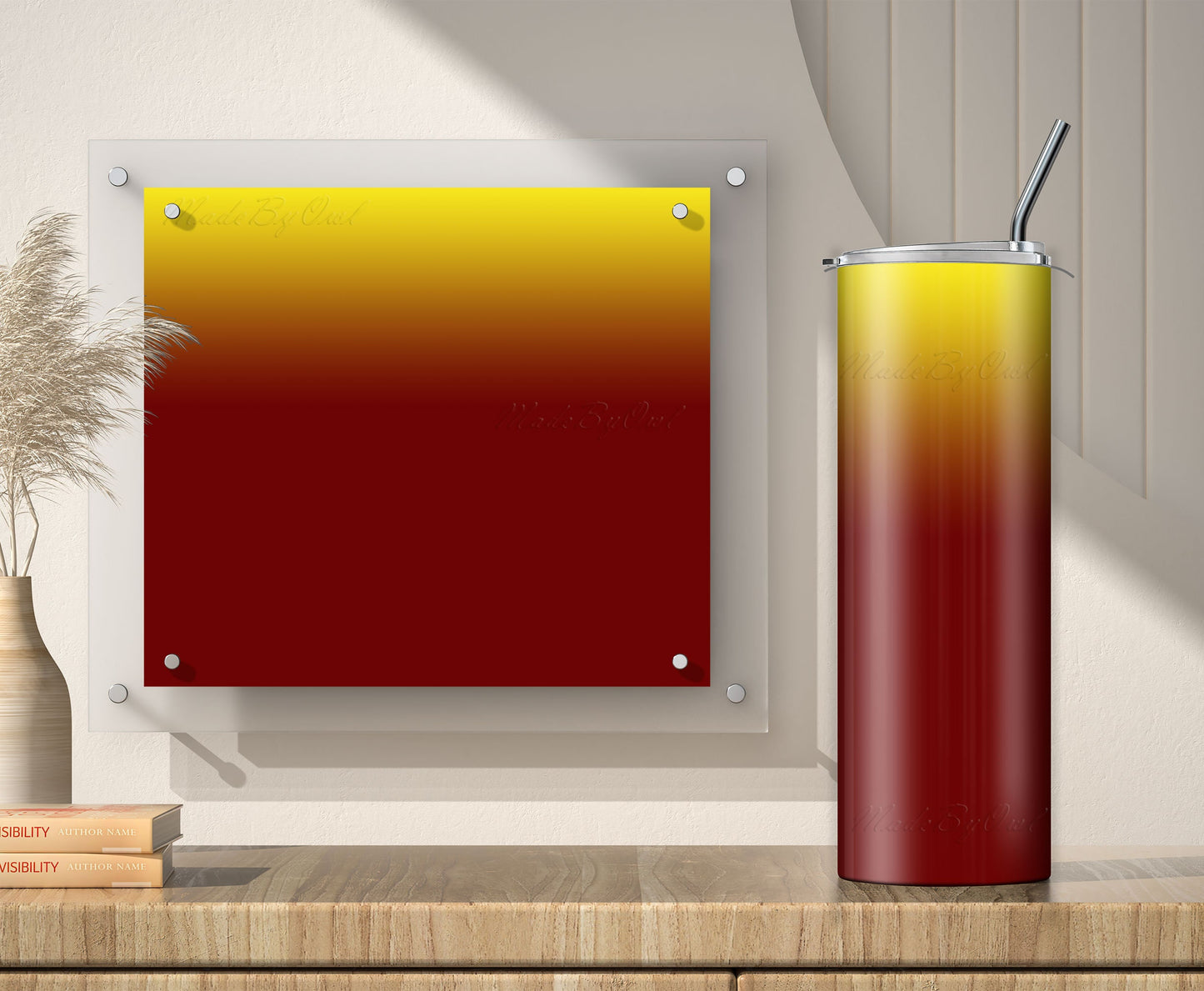 3 Maroon to Yellow 20oz tumbler sublimation designs