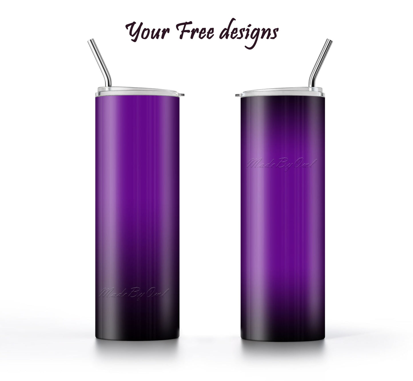Purple to Black Tumbler Sublimation Designs – 20oz, 3 PNG Wraps Mini Bundle