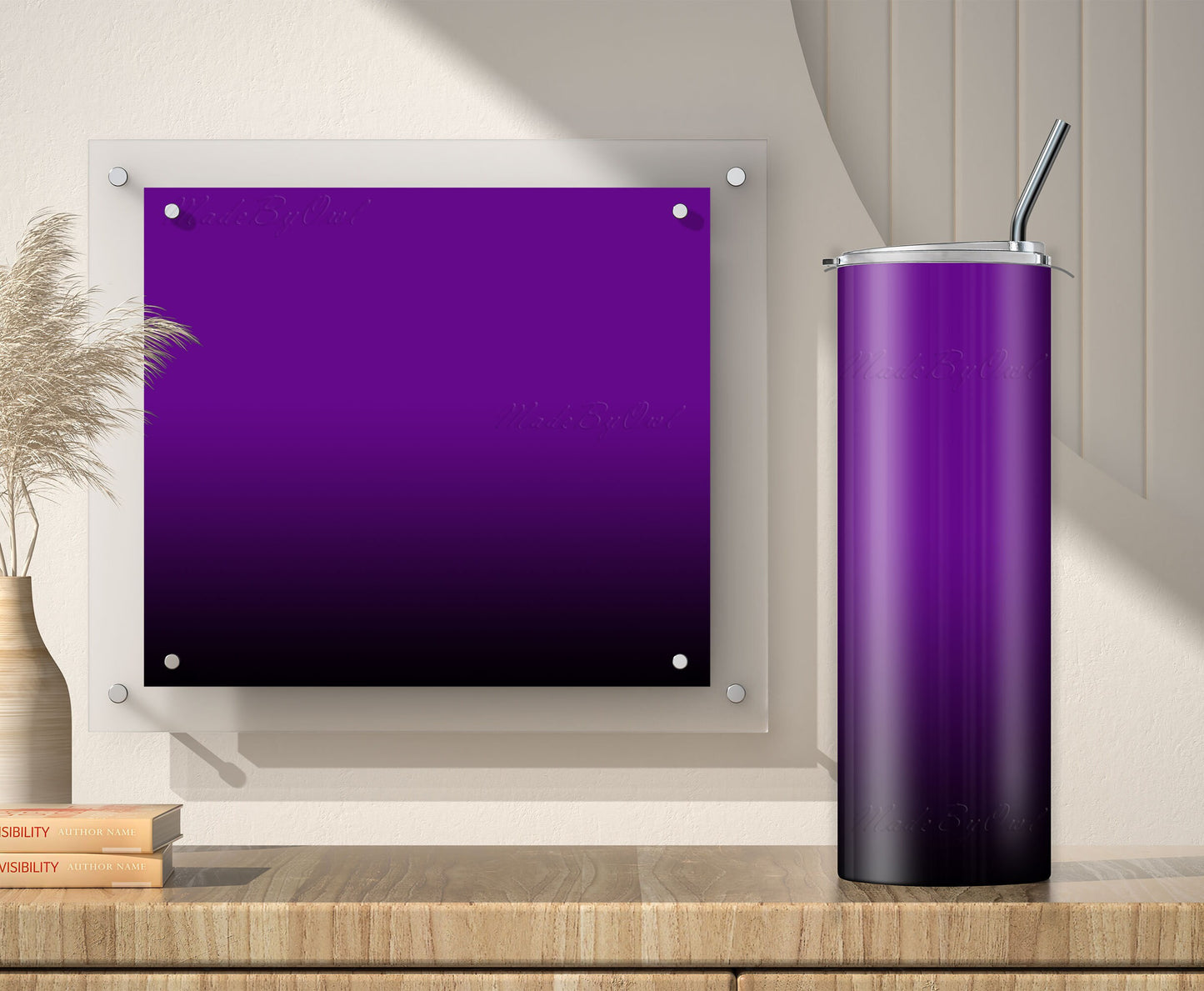 Purple to Black Tumbler Sublimation Designs – 20oz, 3 PNG Wraps Mini Bundle