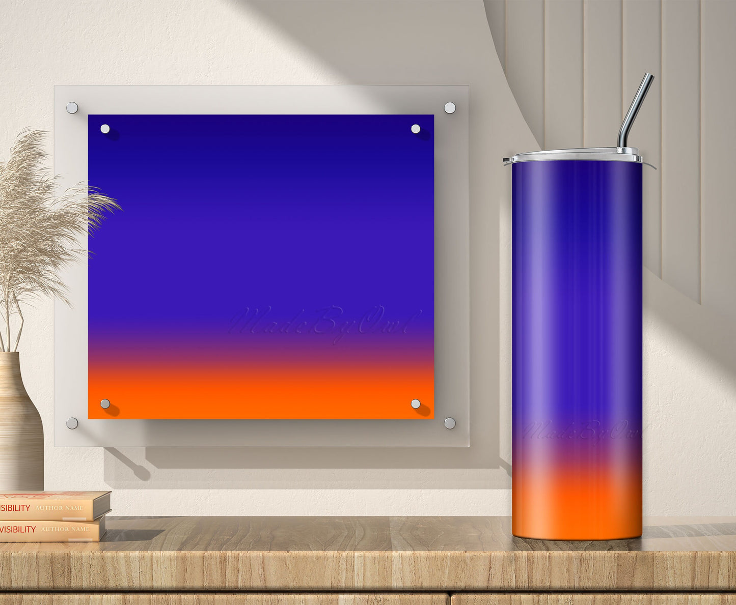 3 Blue to Orange 20oz tumbler sublimation designs