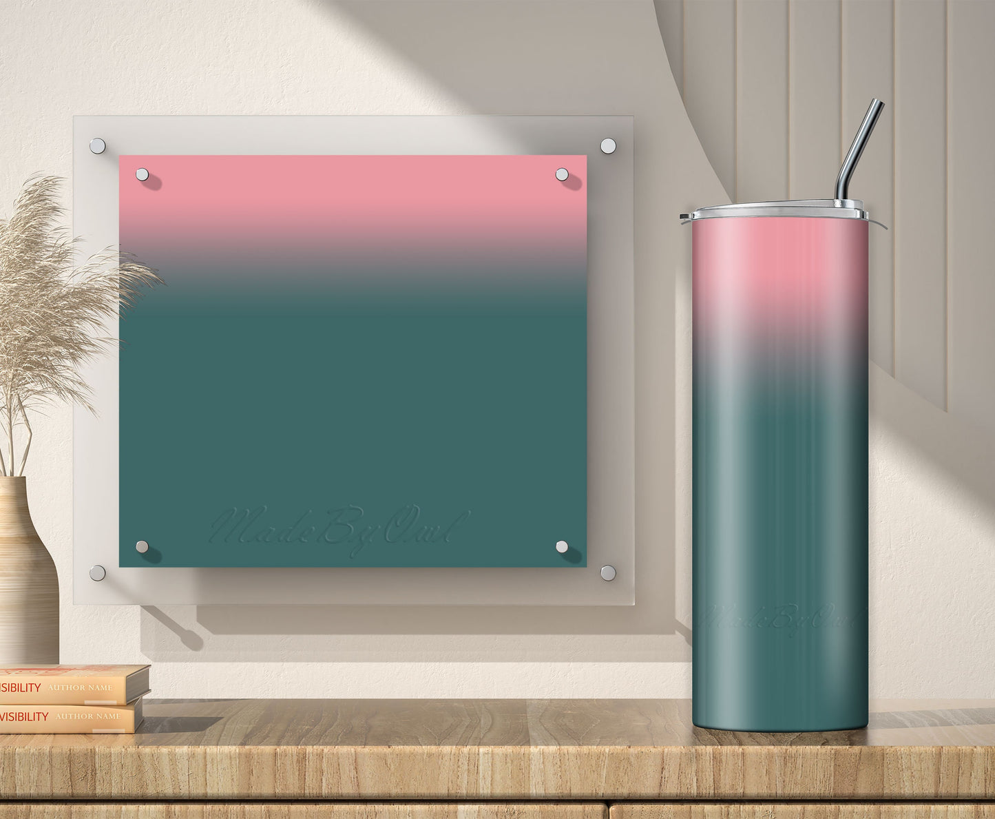 3 Light Pink to Teal 20oz Tumbler Sublimation Designs, Wraps Mini Bundle