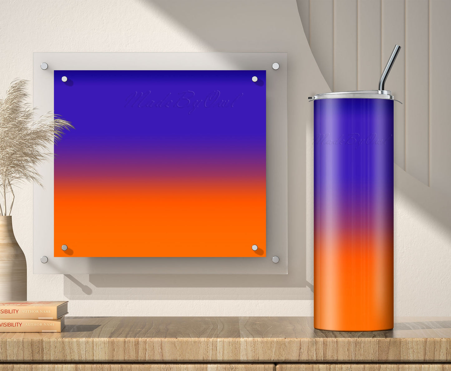 3 Blue to Orange 20oz tumbler sublimation designs