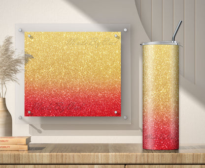 3 Gold to Red Glitter Tumbler Sublimation Designs – 3 PNG Wraps (20oz)
