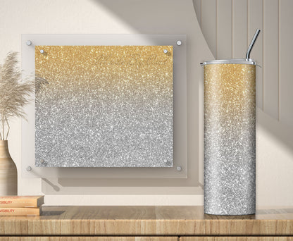 Silver to Gold Ombre Glitter Tumbler Sublimation Designs – 3 PNG Wraps (20oz)