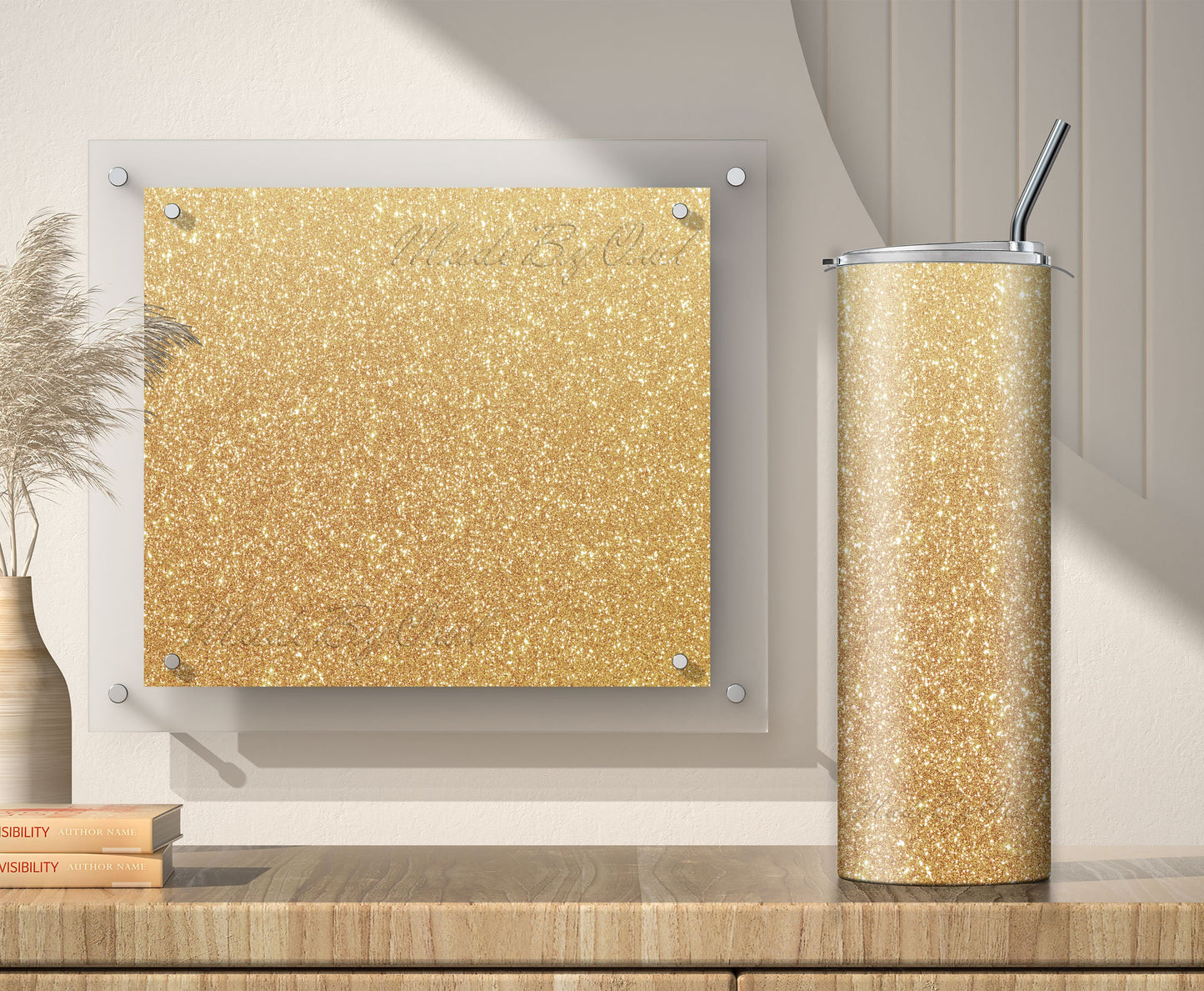 Gold Glitter Tumbler Sublimation Designs – 20oz, 3 PNG Wraps