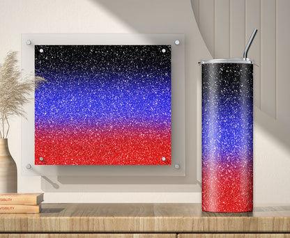 Red Black Blue Glitter Tumbler Sublimation Designs – 3 PNG Wraps (20oz)