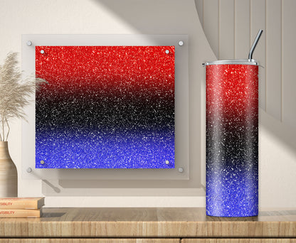 Red Black Blue Glitter Tumbler Sublimation Designs – 3 PNG Wraps (20oz)