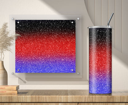 Red Black Blue Glitter Tumbler Sublimation Designs – 3 PNG Wraps (20oz)