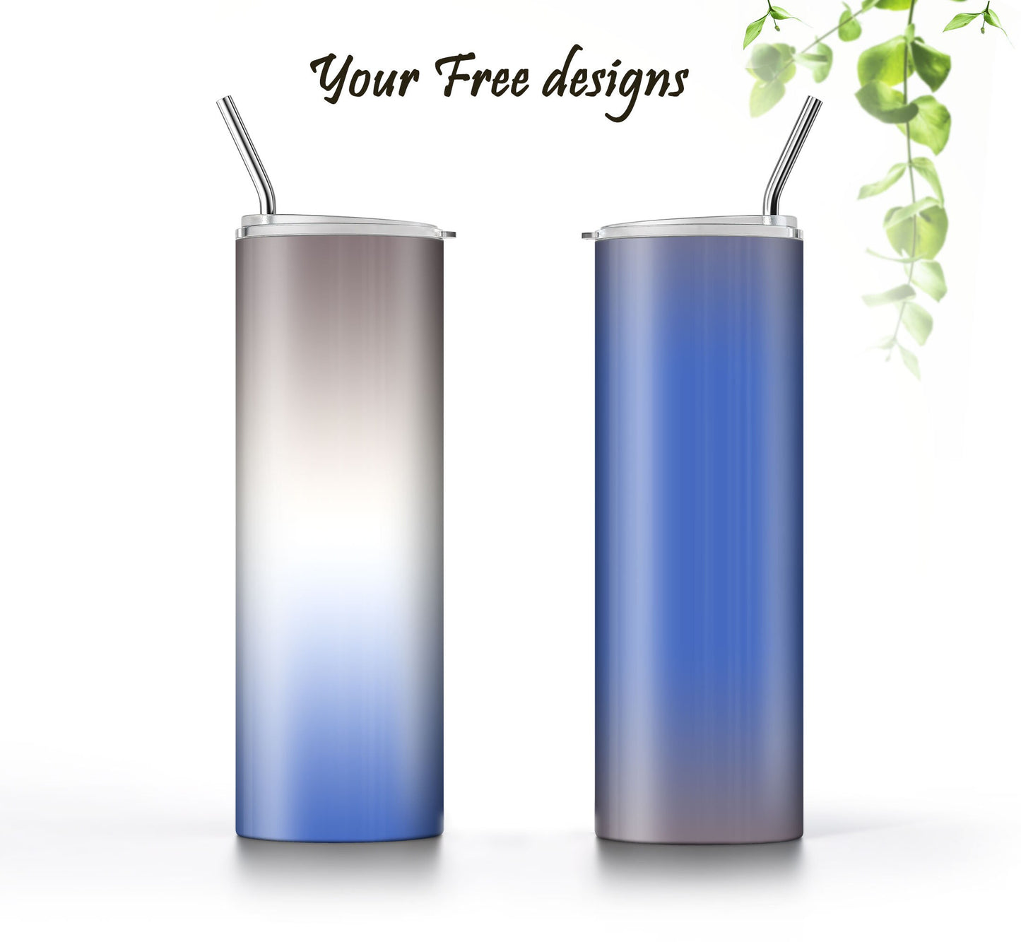 3 Blue to Grey 20oz tumbler sublimation designs