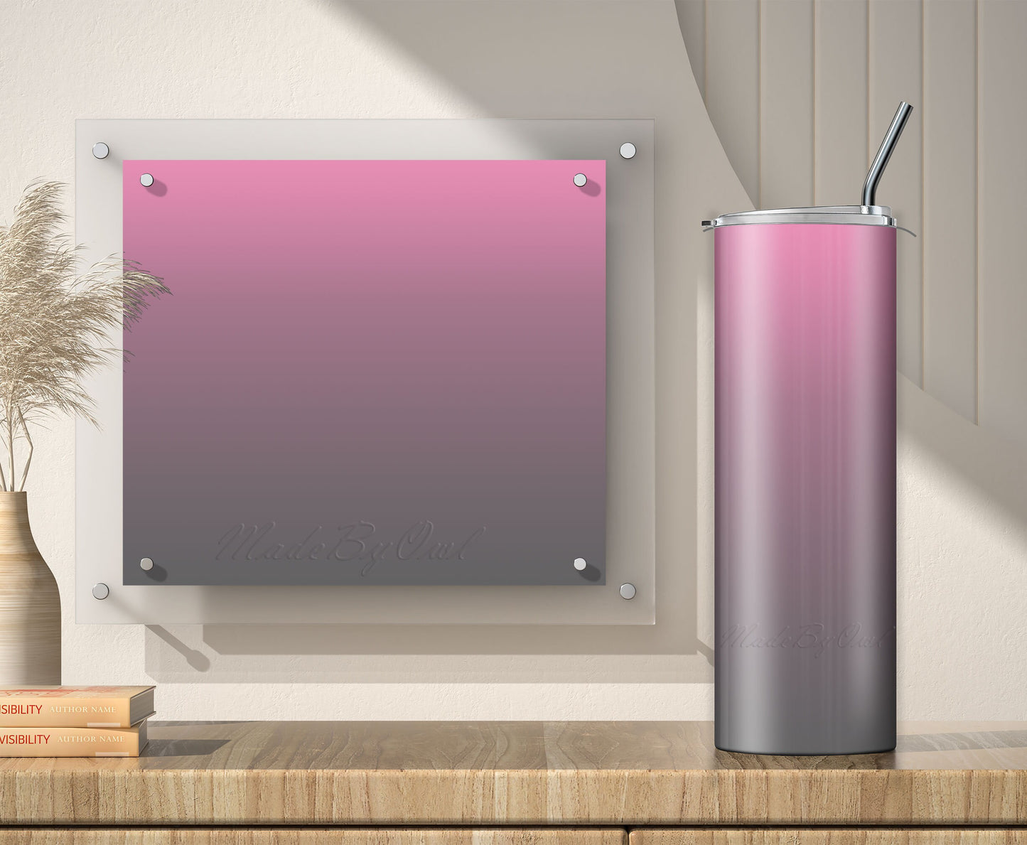 3 Pink to Gray 20oz tumbler sublimation designs