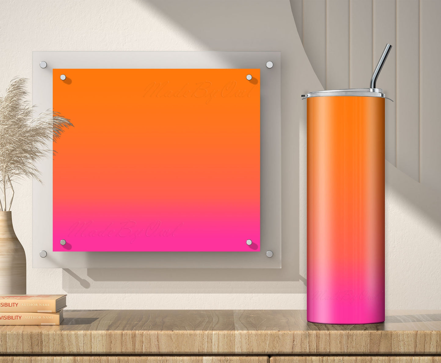 3 Hot Pink to Orange Ombre 20oz Tumbler Sublimation Designs, Wraps Mini Bundle