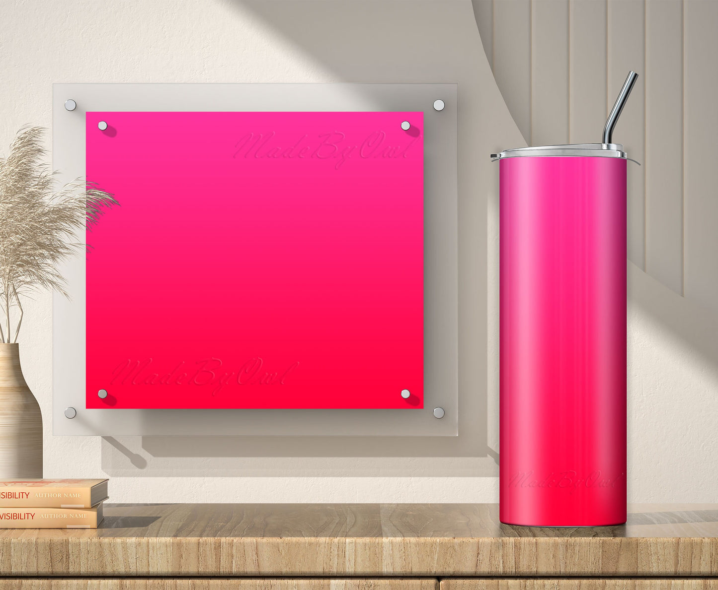Hot Pink to Red Tumbler Sublimation Designs – 20oz, 3 PNG Wraps