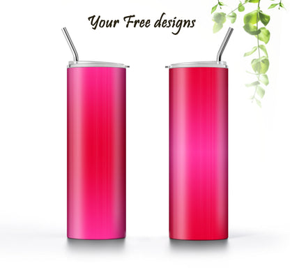 Hot Pink to Red Tumbler Sublimation Designs – 20oz, 3 PNG Wraps
