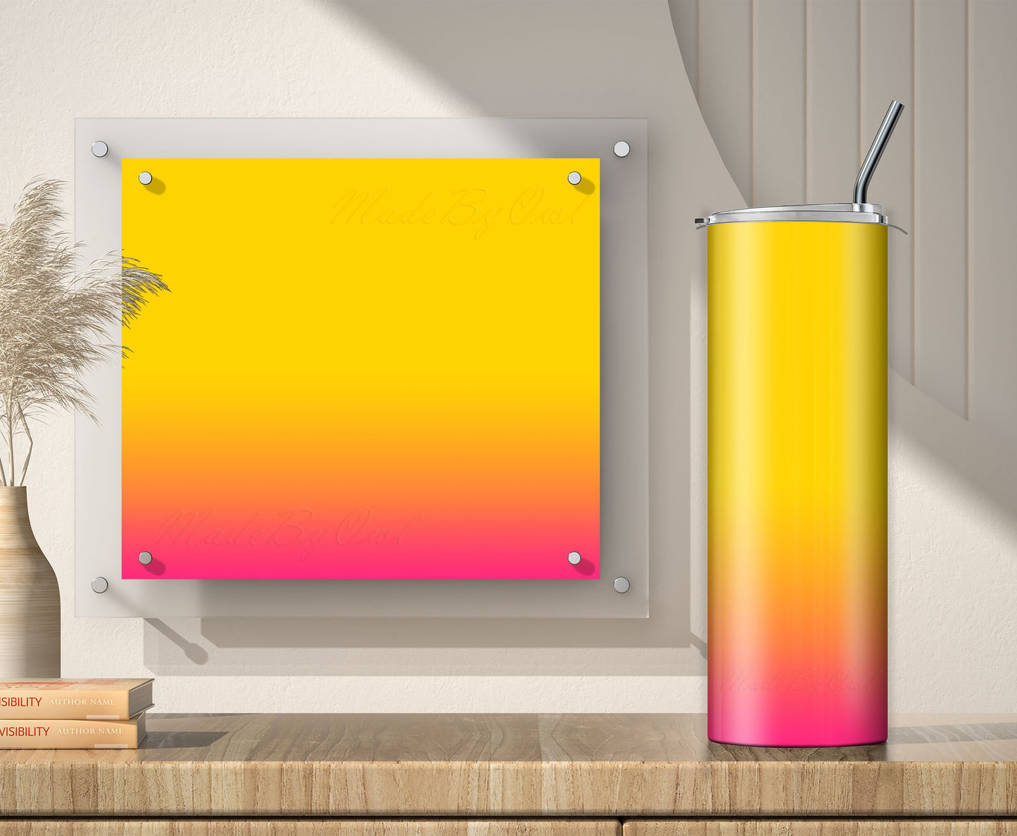 3 Hot Pink to Yellow 20oz tumbler sublimation designs