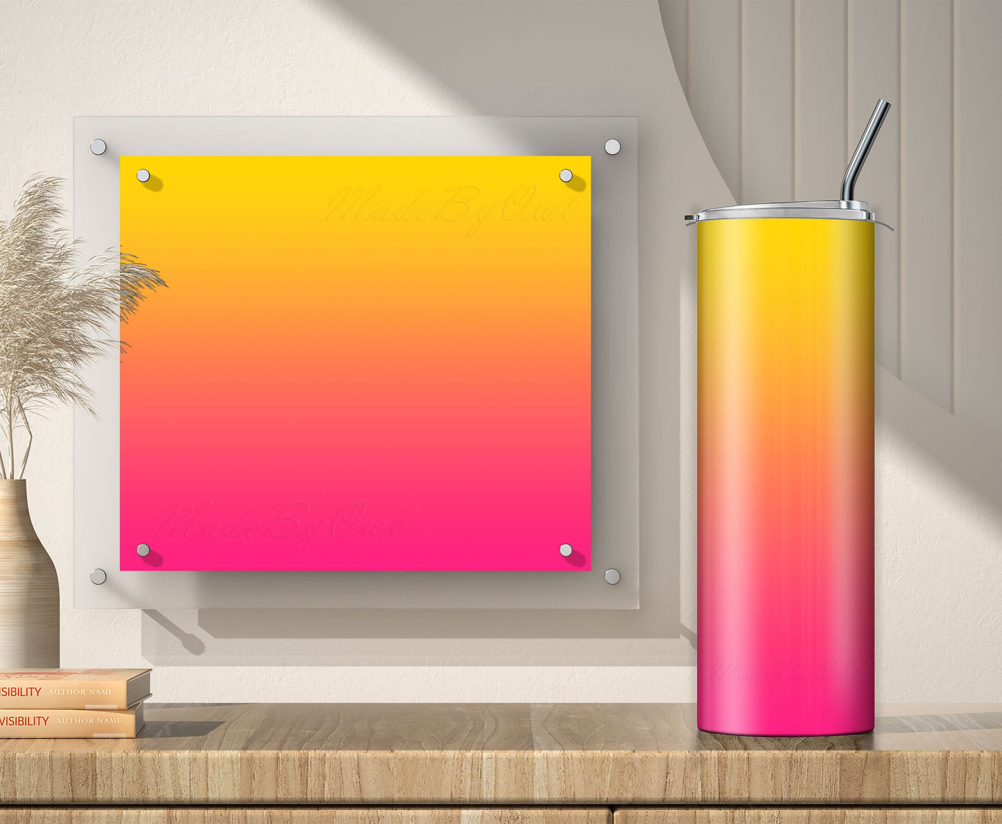 3 Hot Pink to Yellow 20oz tumbler sublimation designs