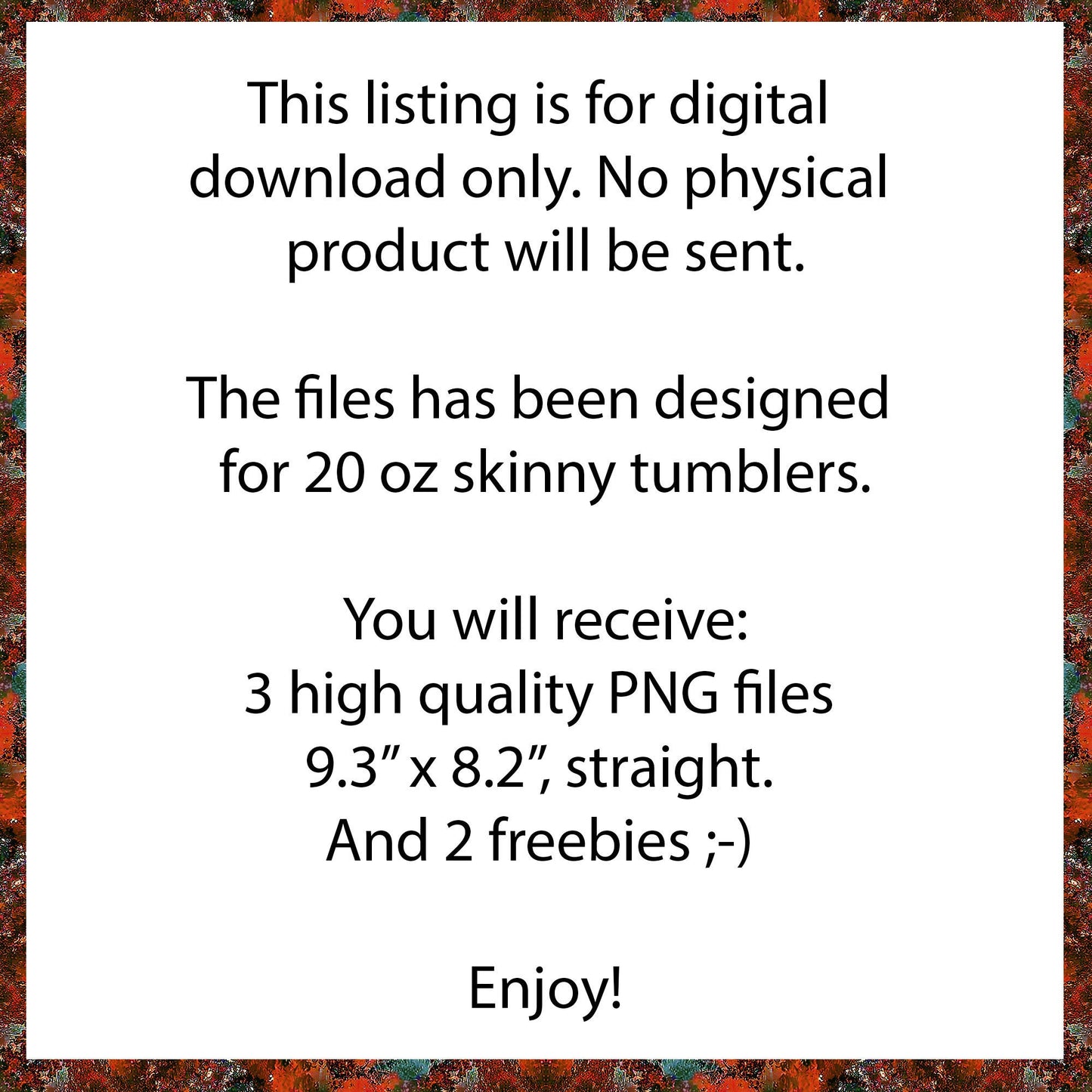 Orange to Black Tumbler Sublimation Designs – 20oz, 3 PNG Wraps Mini Bundle