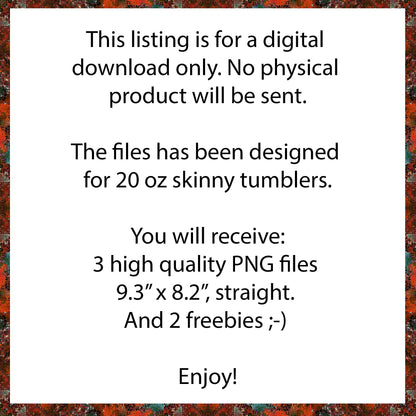 3 Orange to Gold Glitter Tumbler Sublimation Designs – 3 PNG Wraps (20oz)