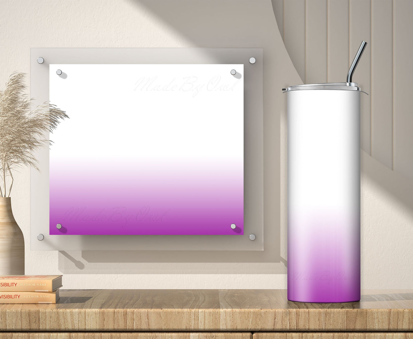 3 White to Purple 20oz tumbler sublimation designs