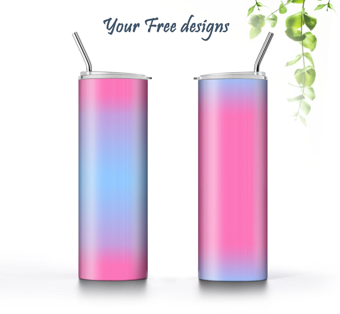 3 Pink to Light Blue Ombre 20oz tumbler sublimation designs
